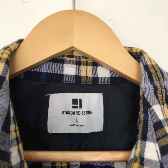 Standard Issue Blue Plaid Button Down Collared Shirt - Picture 2 of 4